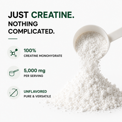 Pure creatine monohydrate powder – 5,000 mg per serving, unflavored