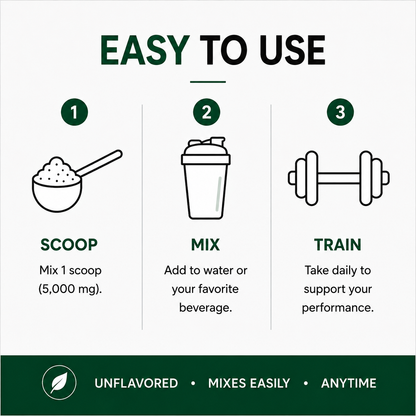 How to use VASEGE creatine monohydrate powder – scoop, mix and train