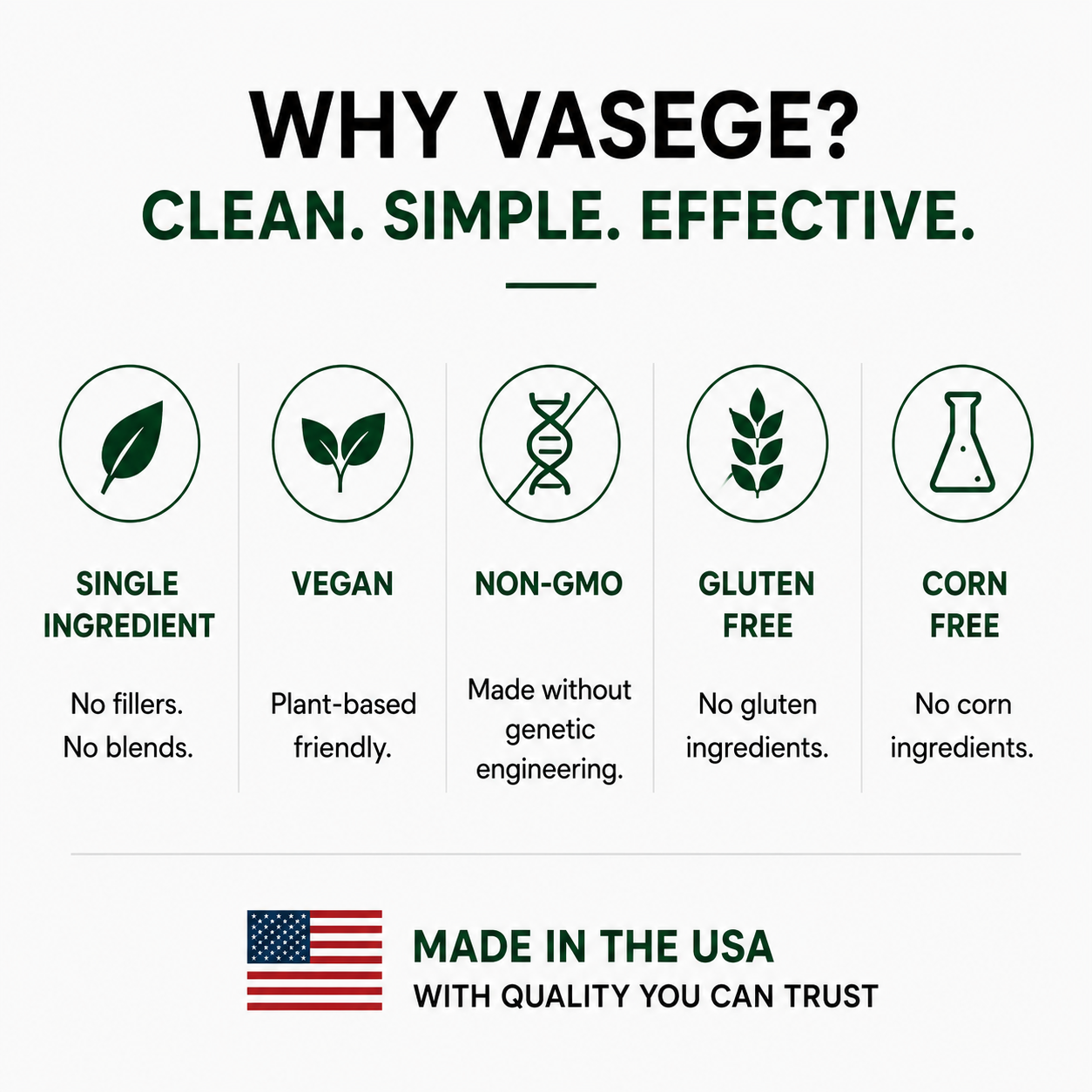 VASEGE pure creatine monohydrate – vegan, non-GMO, gluten-free and corn-free