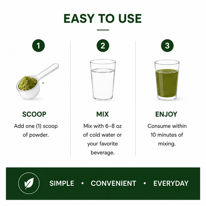 How to use VASEGE Daily Greens powder – scoop, mix and enjoy