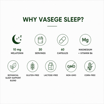 VASEGE Melatonin Sleep Support – gluten-free, lactose-free and non-GMO