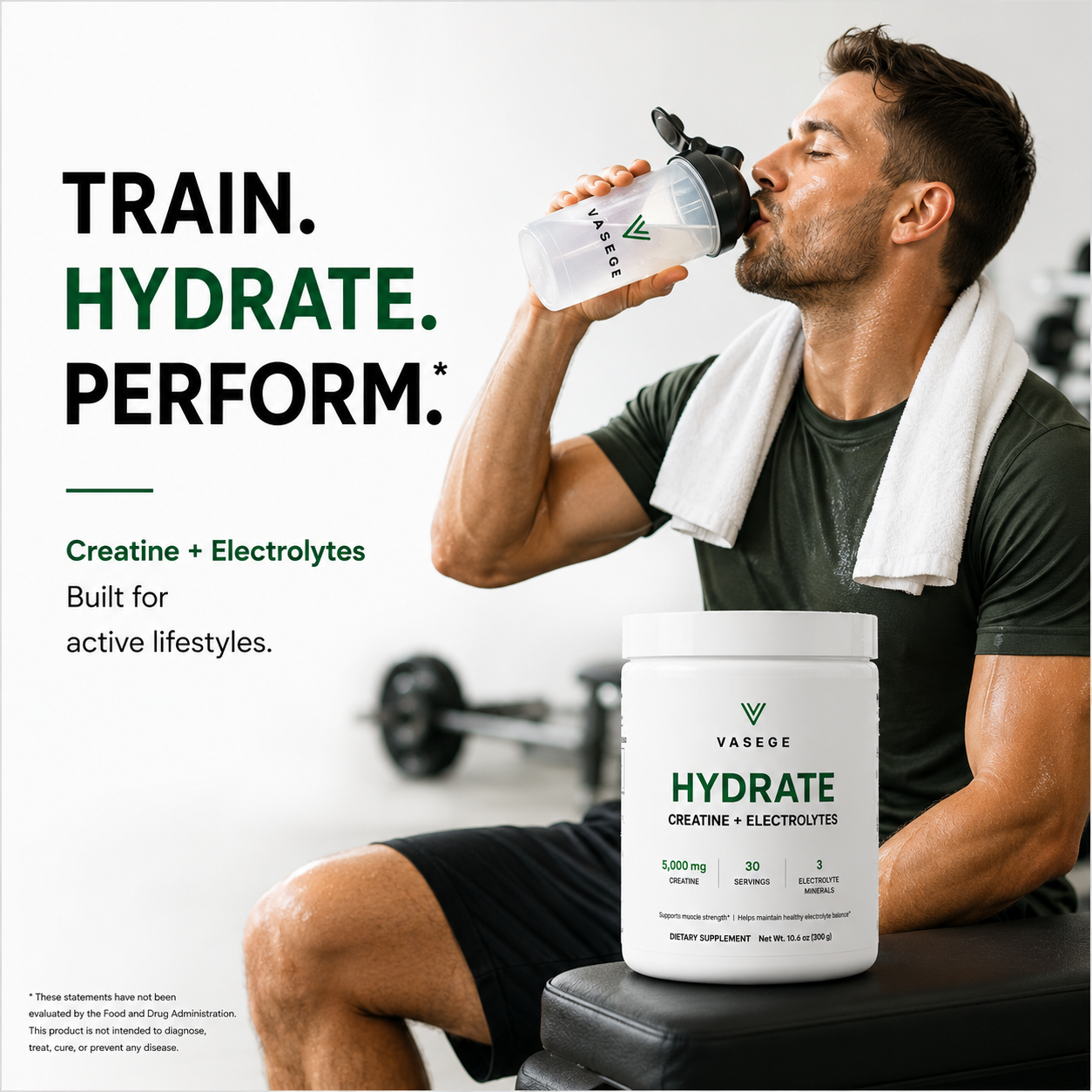 Creatine and electrolyte hydration support for training and performance