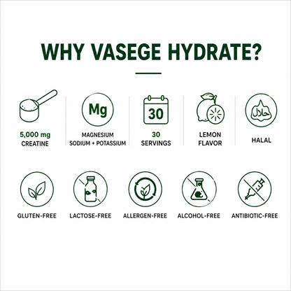 VASEGE HYDRATE creatine and electrolytes – product features and benefits