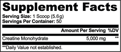 VASEGE Creatine Monohydrate Supplement Facts – 5,000 mg per serving, 50 servings